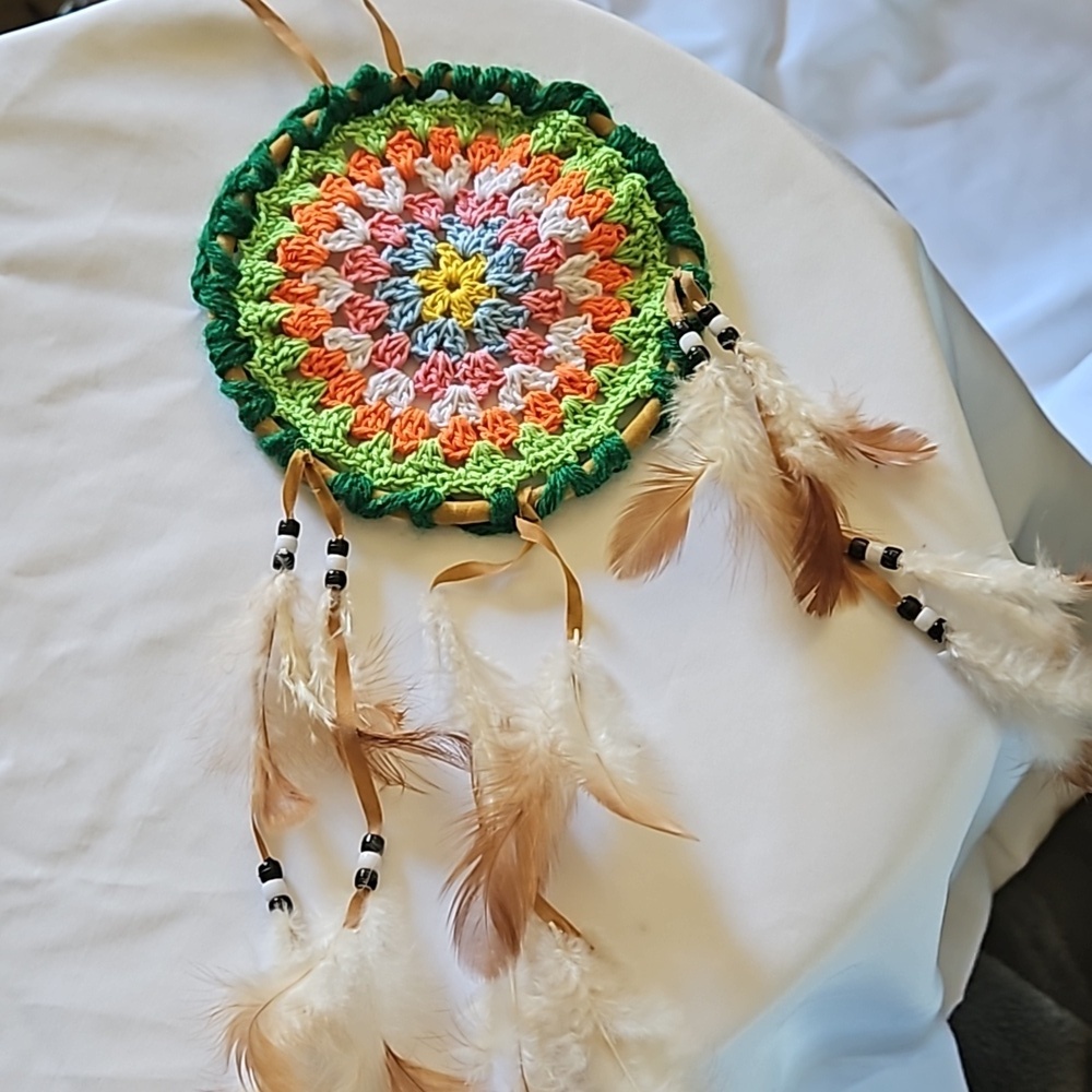 Multicolored Crochet Boho Dreamcatcher Handmade Wall Decor Cottagecore Style - Picture 12 of 17